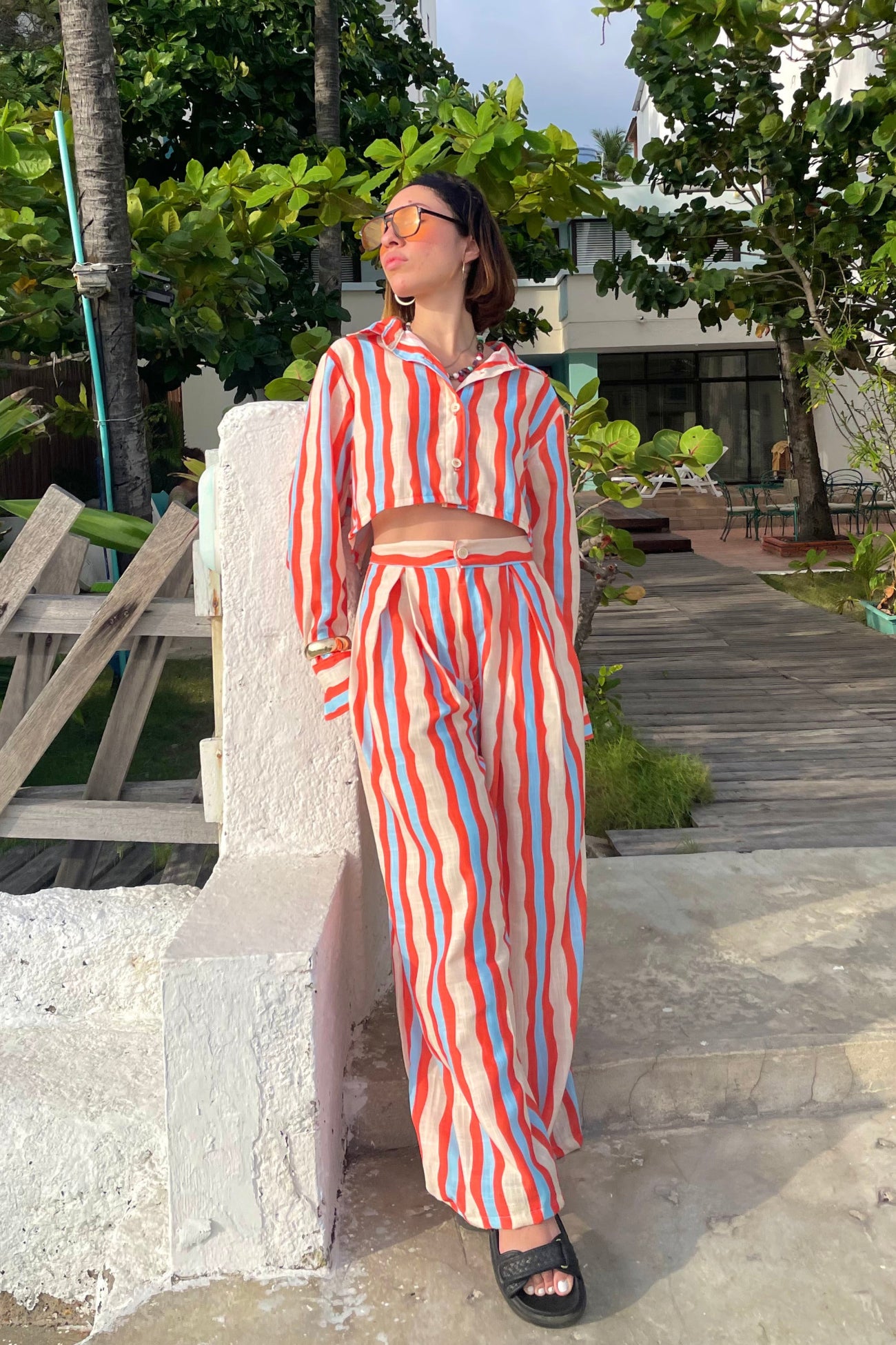 Conjunto set camisa y pantalón en lino de mujer - Sal y Sol
