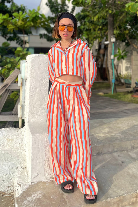 Pantalón wide leg en lino - Sol y sal