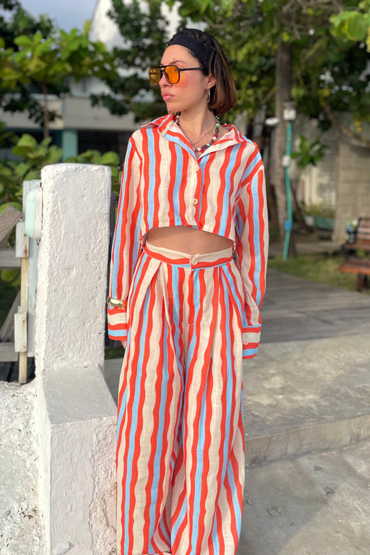 Conjunto set camisa y pantalón en lino de mujer - Sal y Sol