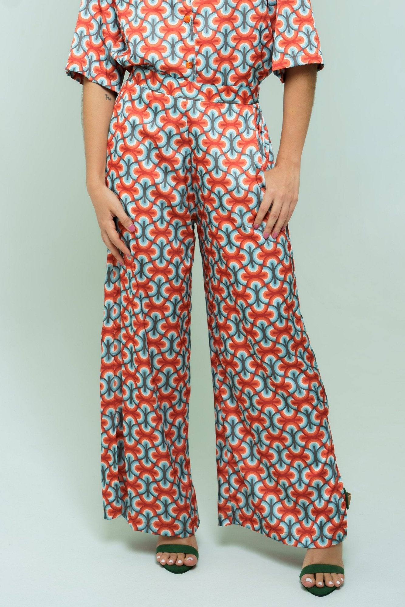 Pantalón wide leg tiro alto en seda - Circe