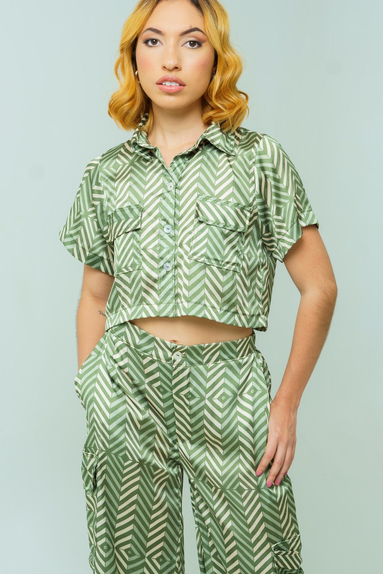 Conjunto set camisa y short en seda - Amelia