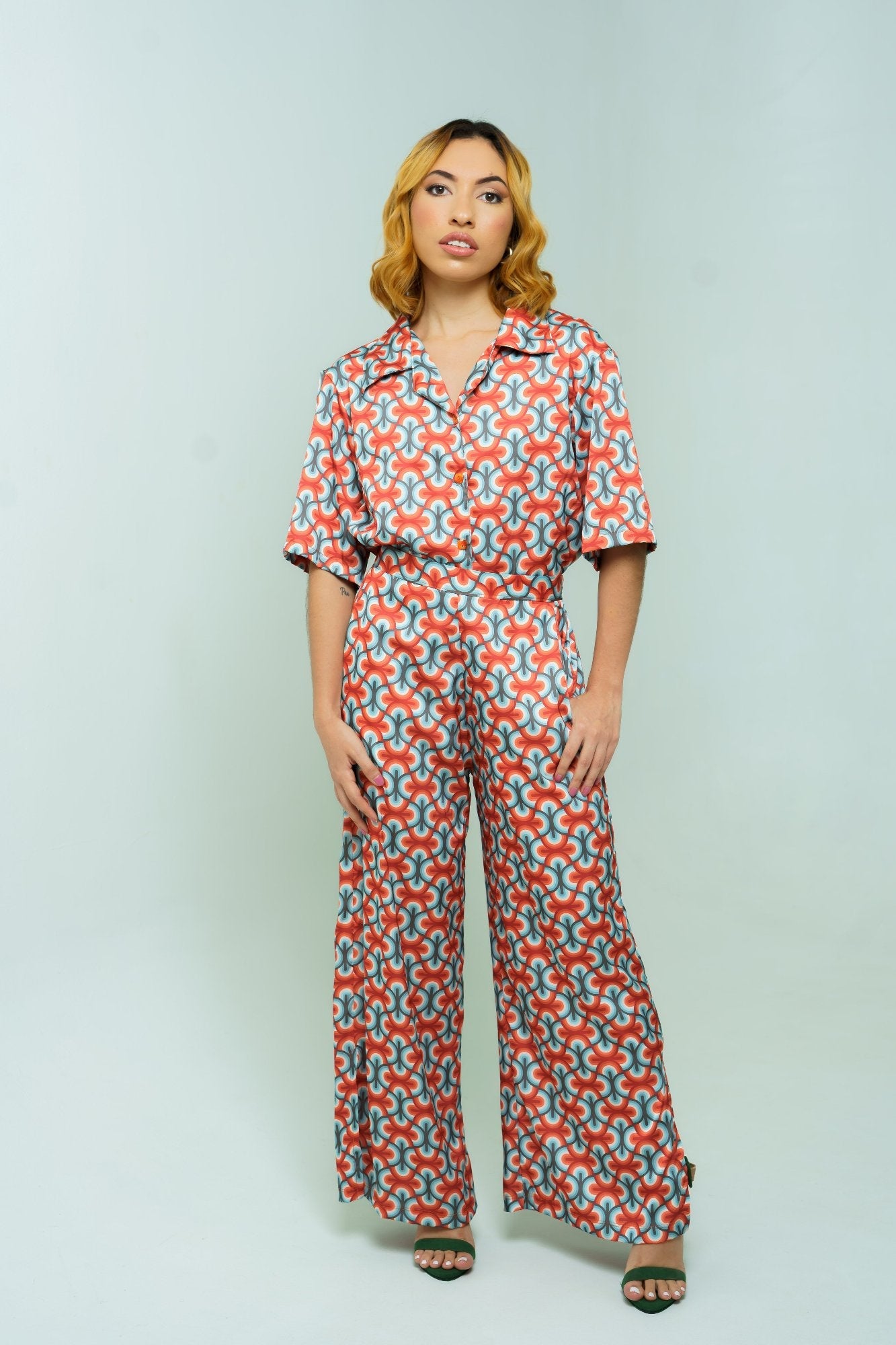Conjunto set camisa y pantalón en seda mango - Circe