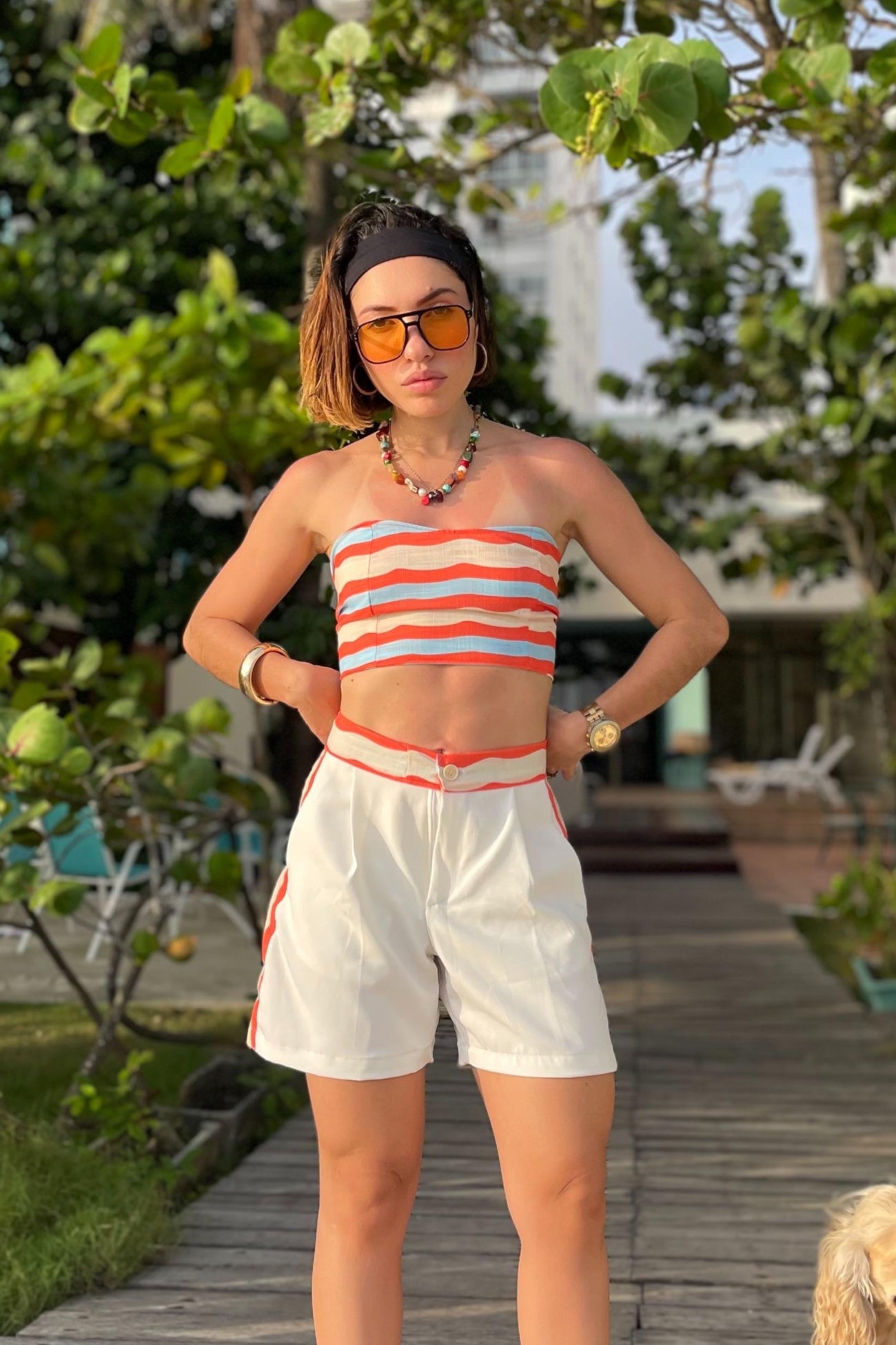 Top estampado en lino - Sal y sol