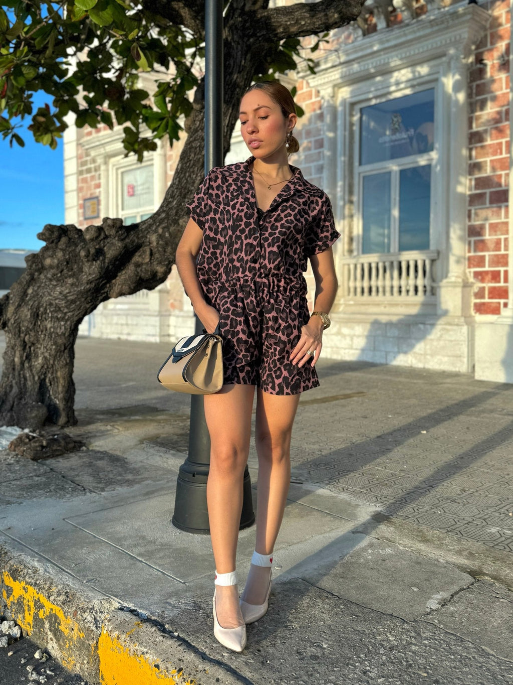 Conjunto set short y camisa en seda mango - Aperol