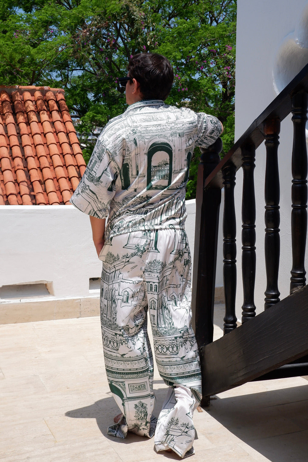 Pantalón wide leg en seda de hombre - The City
