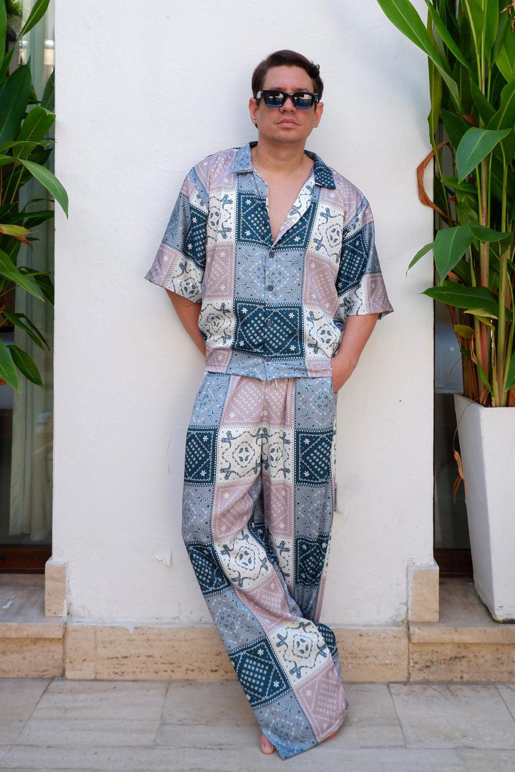Conjunto set camisa y pantalón en seda de hombre - Vela