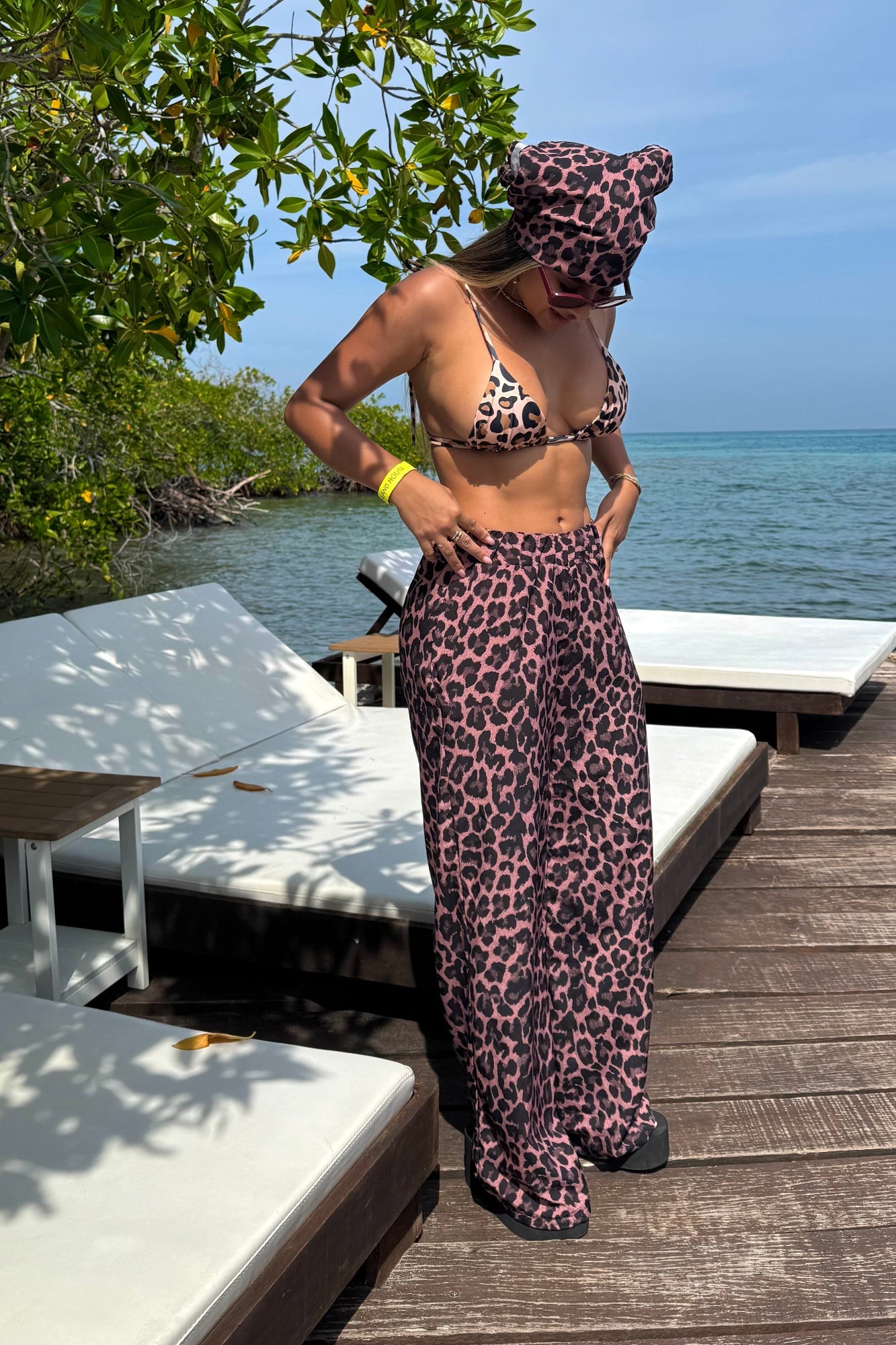 Conjunto set pañoleta y pantalón en seda mango - Aperol