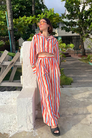 Conjunto set camisa y pantalón en lino de mujer - Sal y Sol