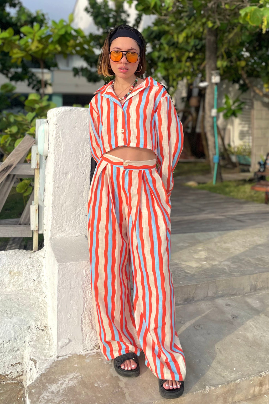 Conjunto set camisa y pantalón en lino de mujer - Sal y Sol