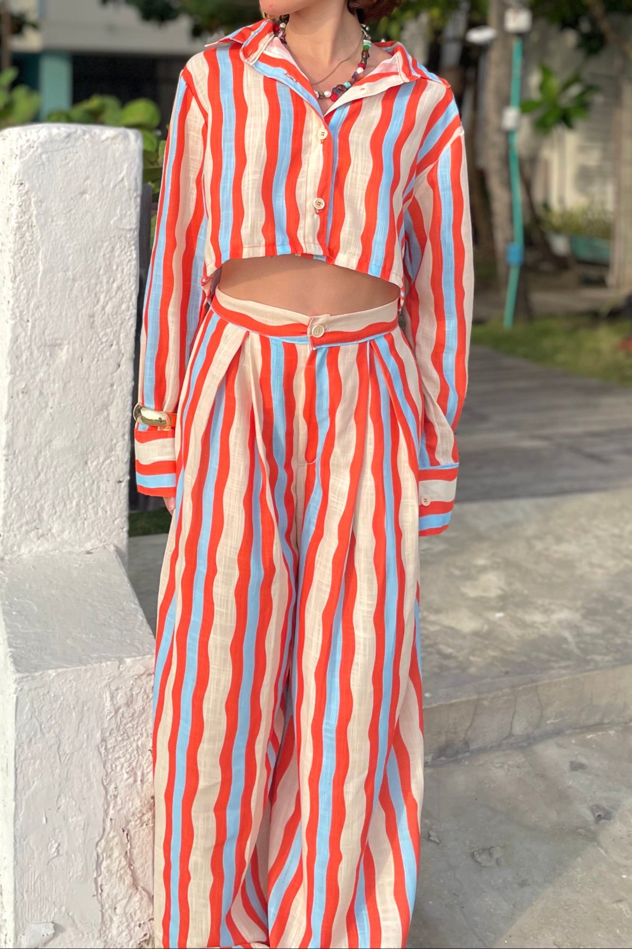 Pantalón wide leg en lino - Sol y sal