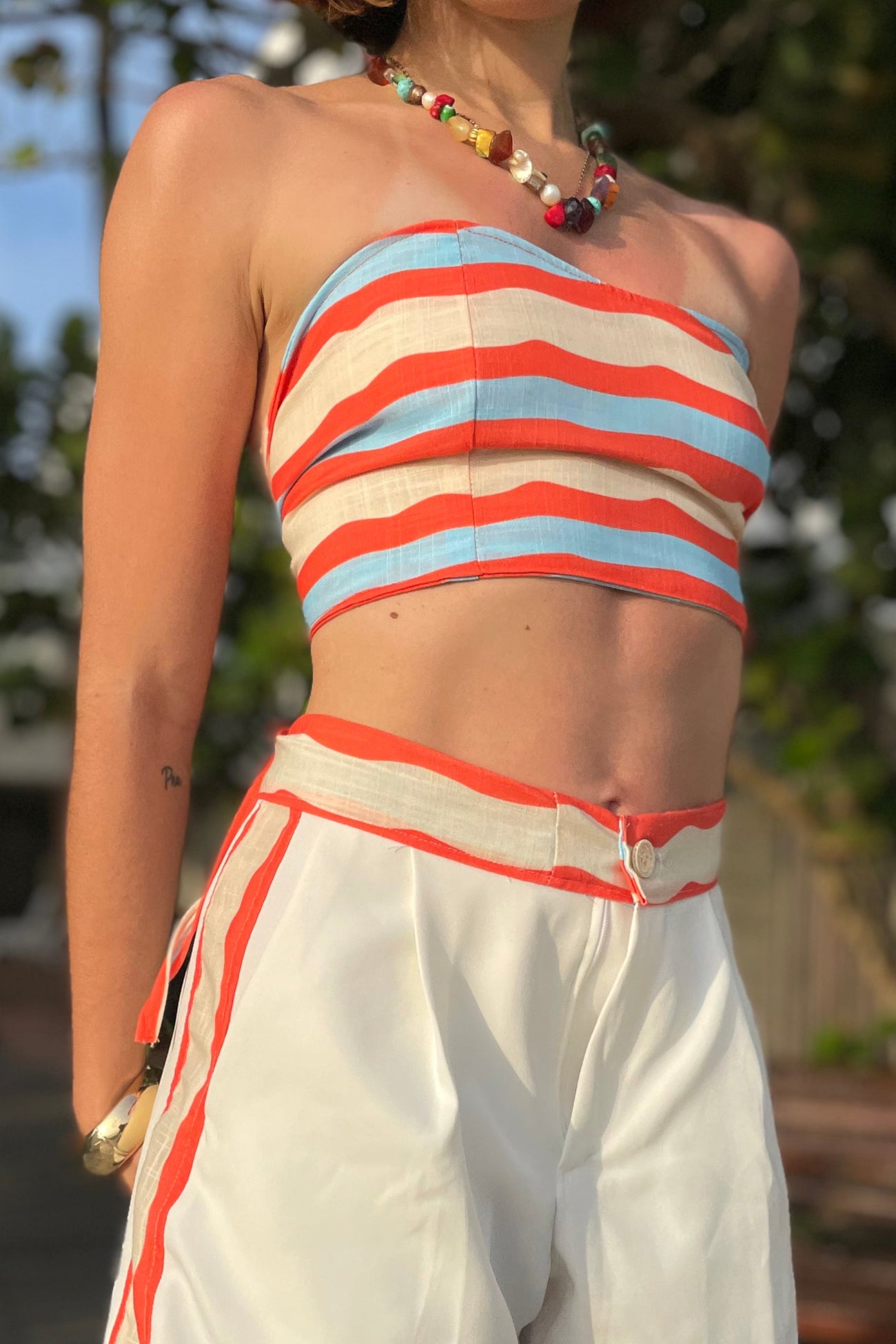 Top estampado en lino - Sal y sol