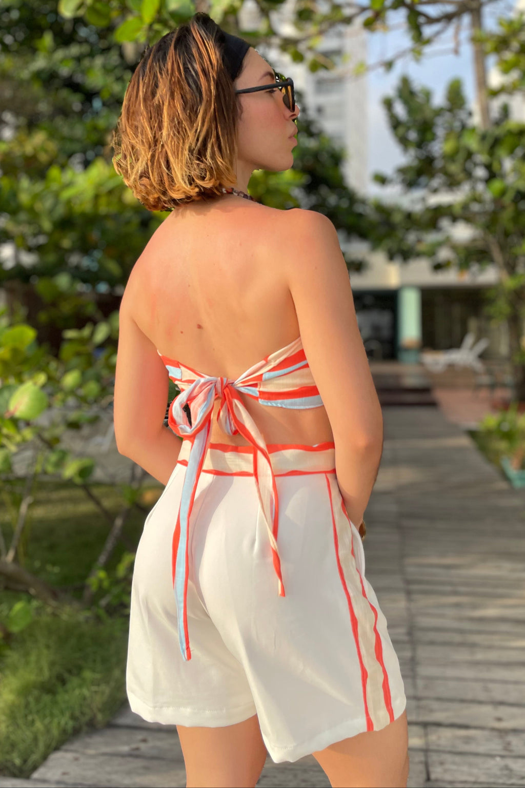 Top estampado en lino - Sal y sol