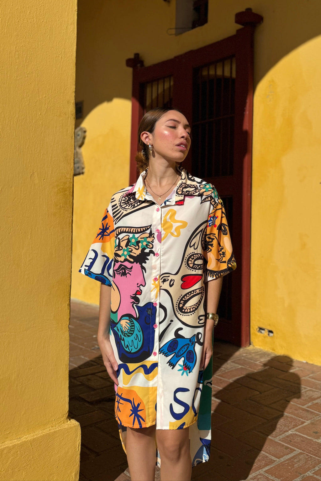 Blusón manga corta en seda mango - Soleil