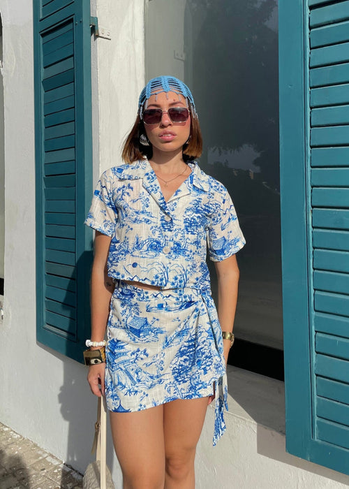 (PRE ORDEN) Conjunto set Camisa y falda short en lino Asia