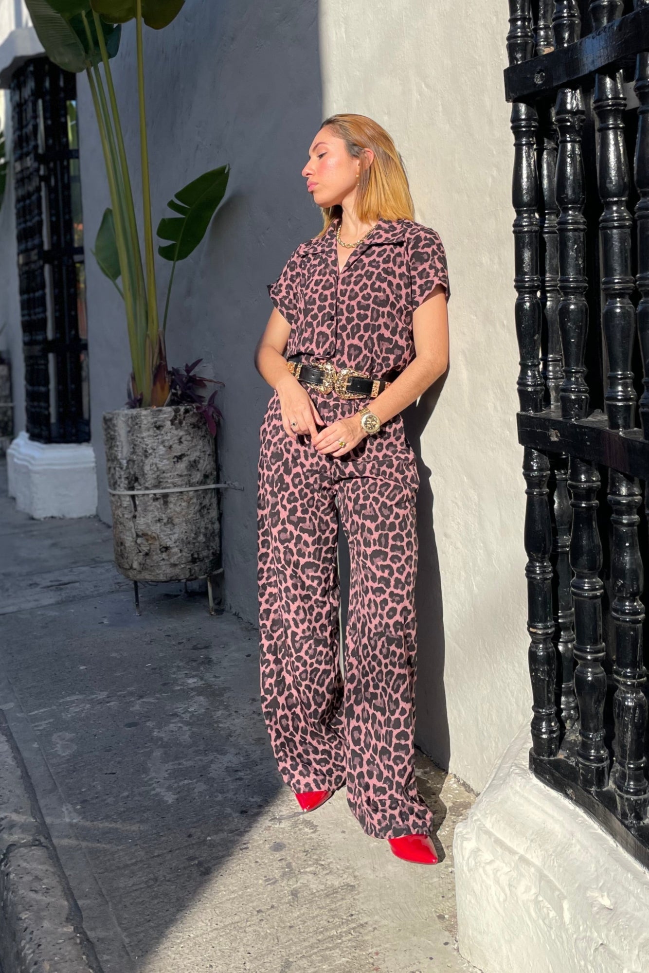 Conjunto set pantalón y camisa en seda mango - Aperol