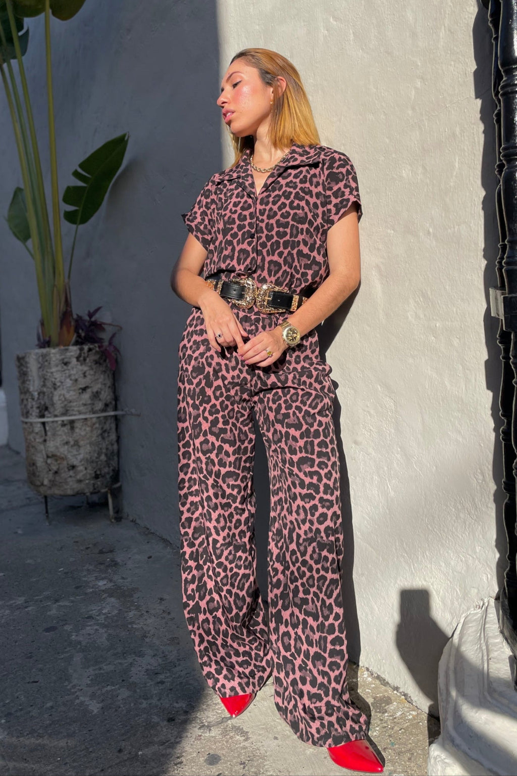 Conjunto set pantalón y camisa en seda mango - Aperol