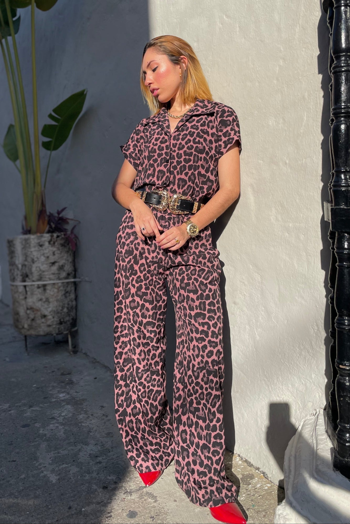 Conjunto set pantalón y camisa en seda mango - Aperol