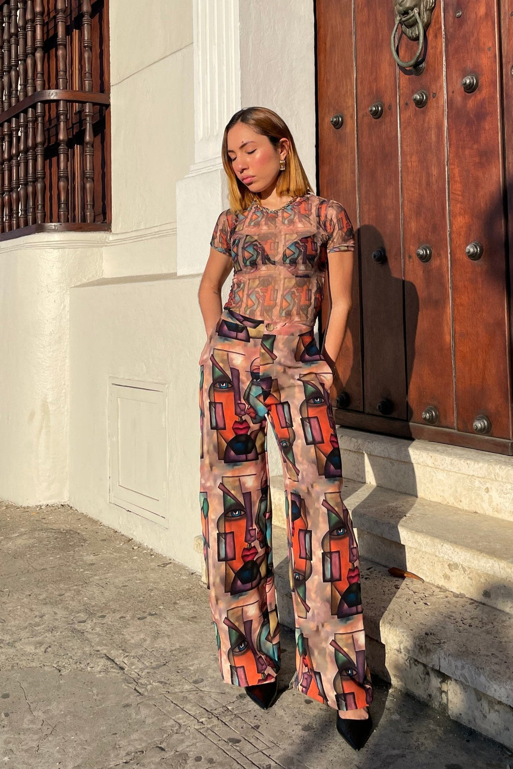 Conjunto set blusa y pantalón - Caras