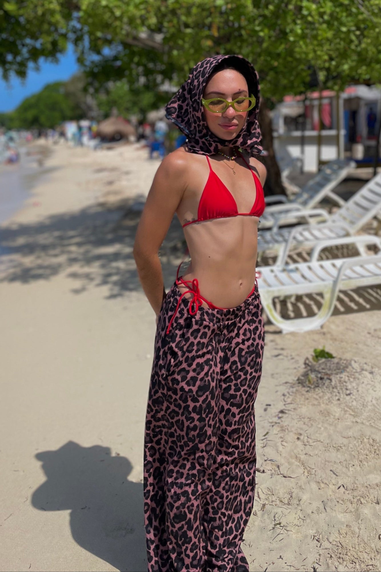 Conjunto set pañoleta y pantalón en seda mango - Aperol