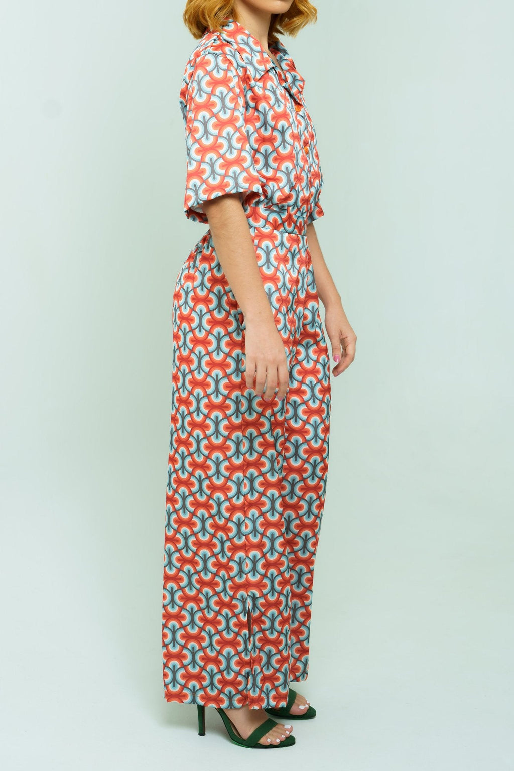 Pantalón wide leg tiro alto en seda - Circe