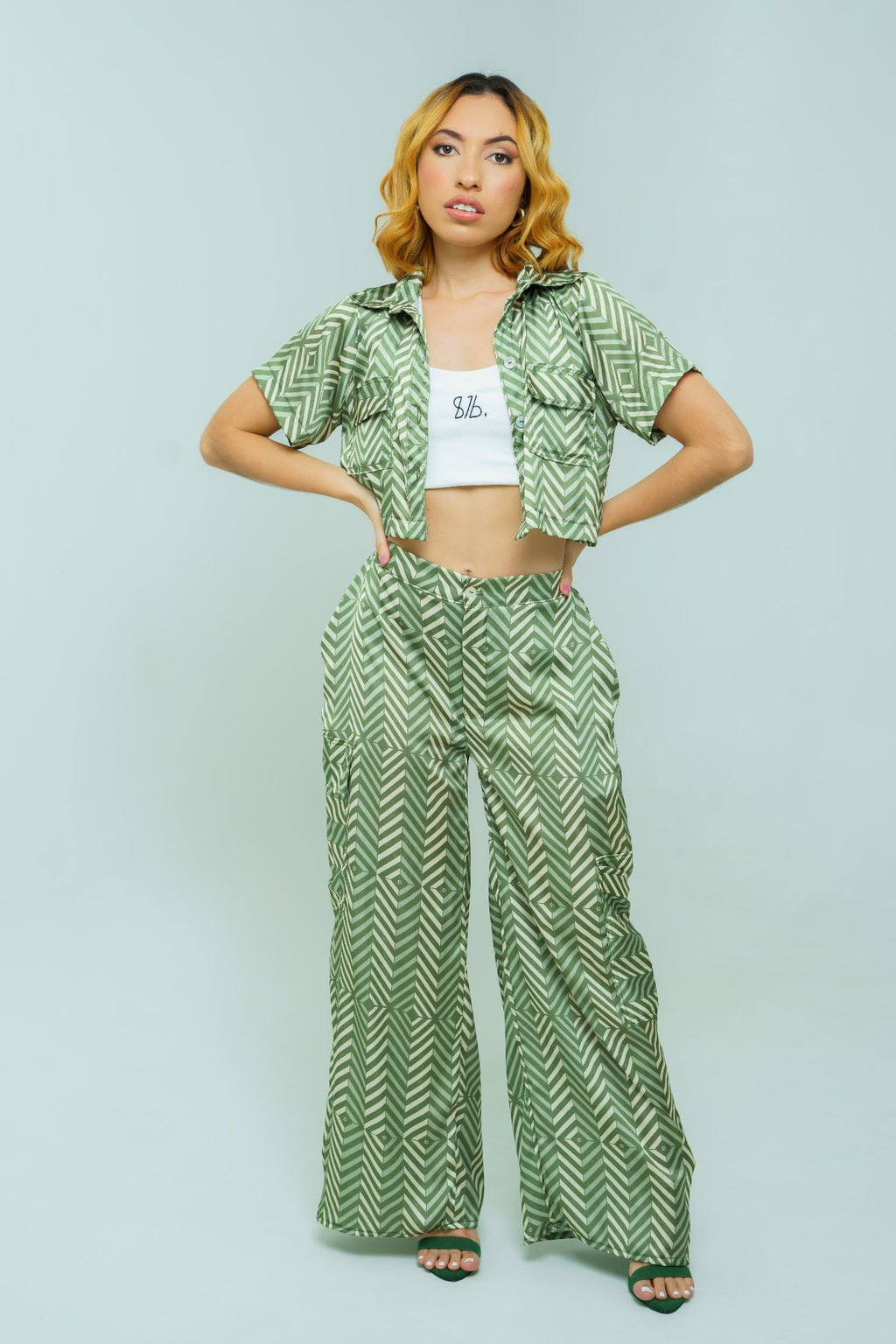 Conjunto set camisa y short en seda - Amelia
