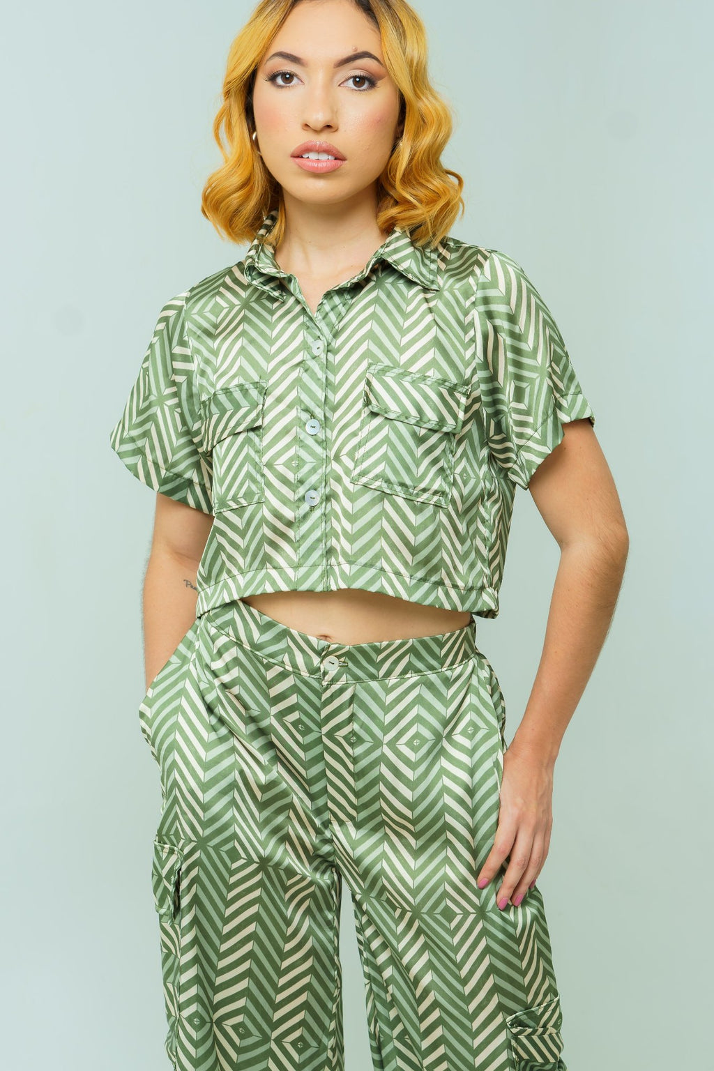 Conjunto set camisa y short en seda - Amelia
