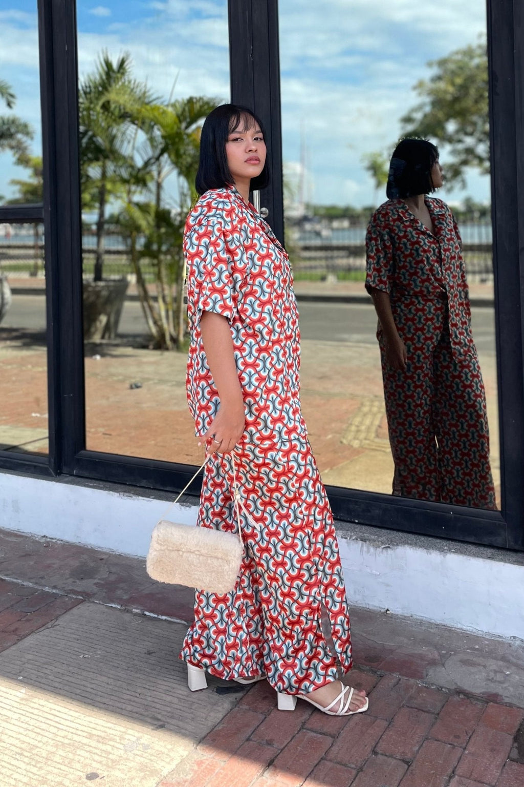 Conjunto set camisa y pantalón en seda mango - Circe
