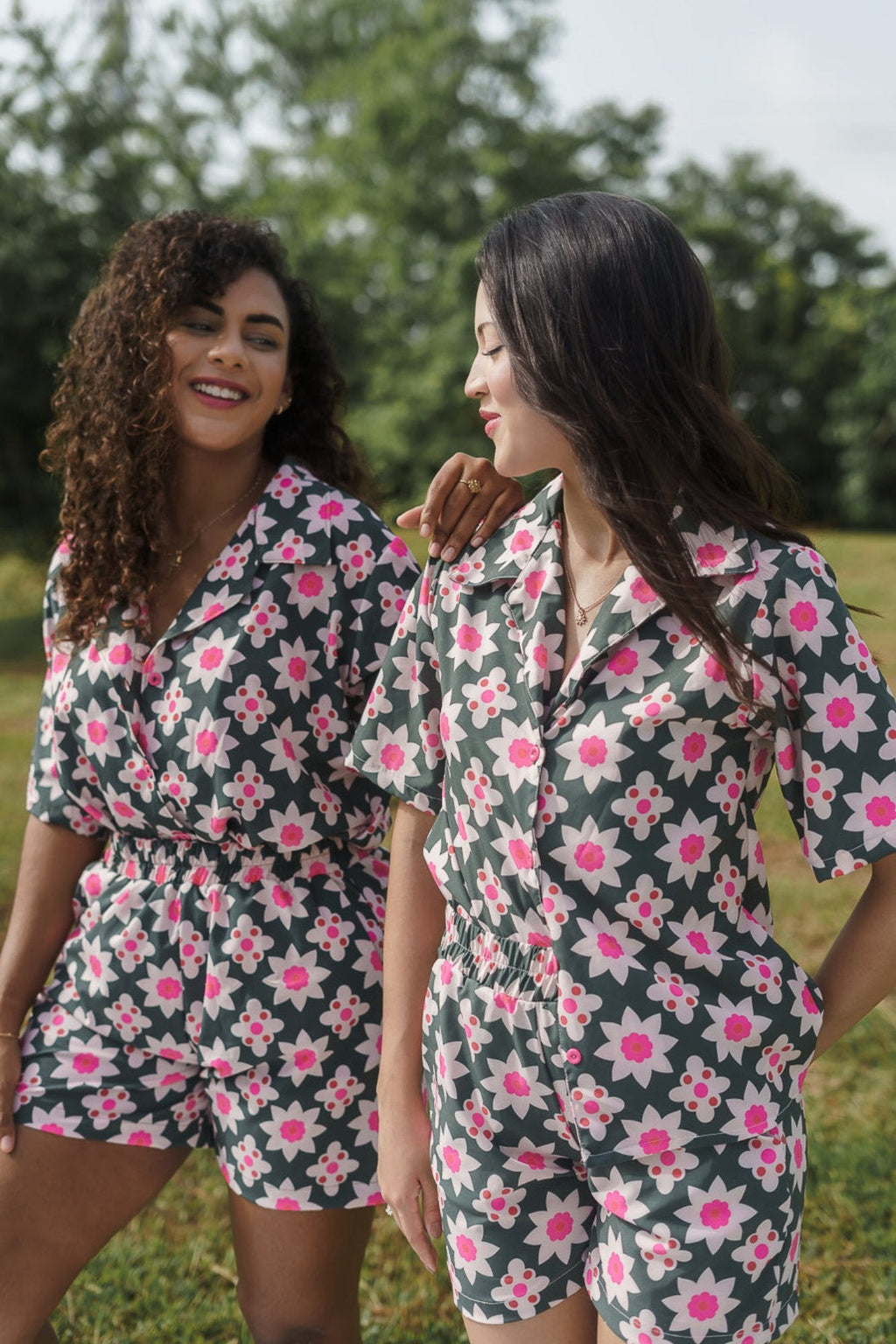Conjunto set camisa y short en seda mango - Flora