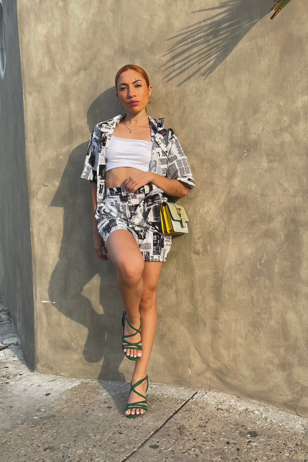 Conjunto set camisa y short en seda mango - Magazine
