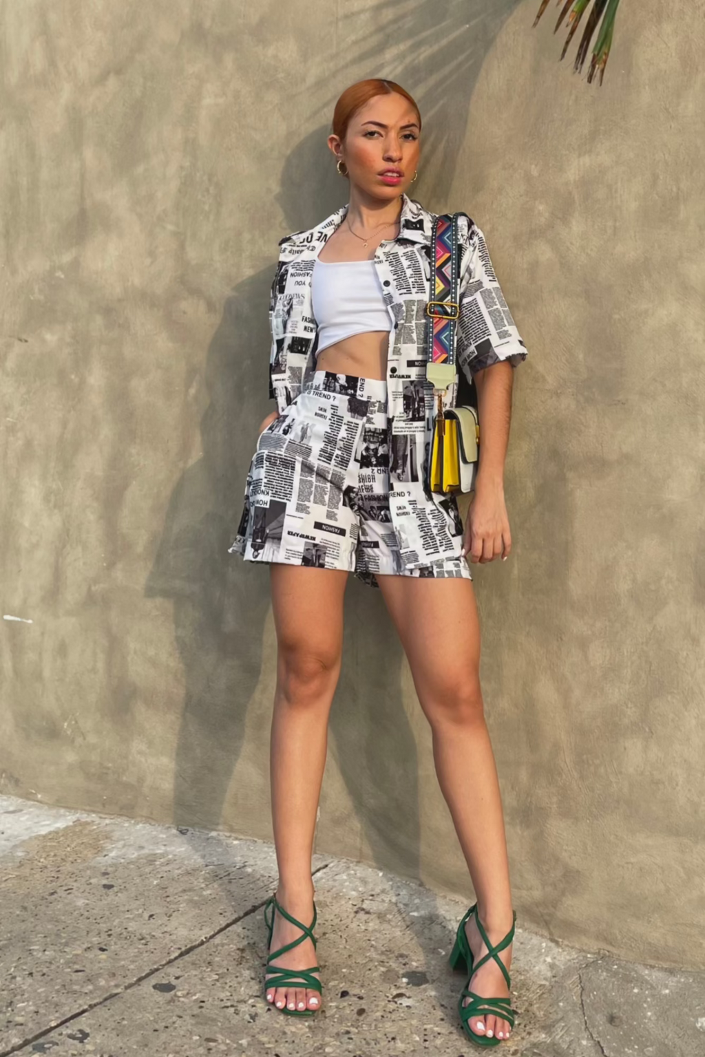 Conjunto set camisa y short en seda mango - Magazine