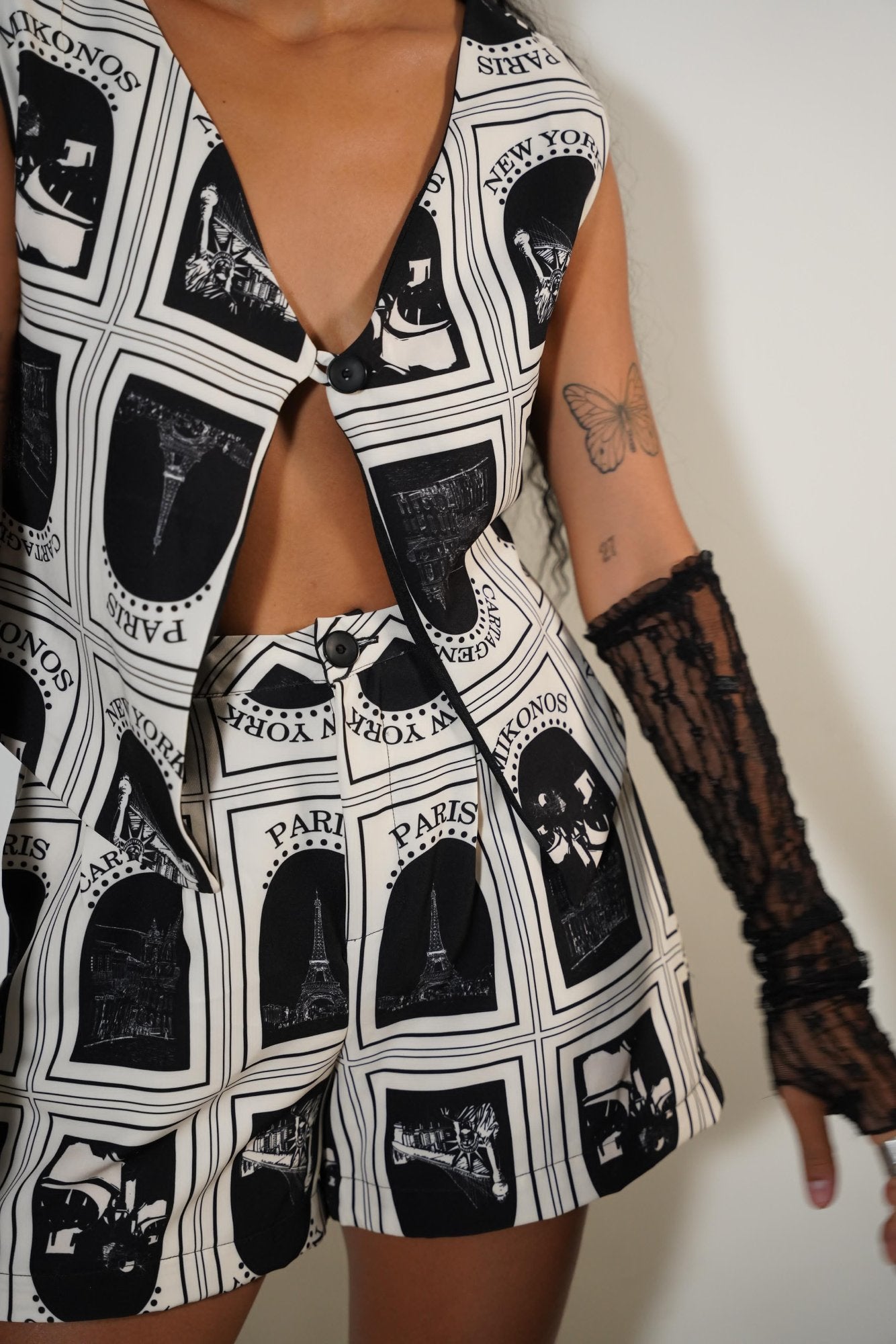 Conjunto set chaleco y short en noche de viena - Cartagening